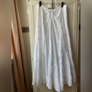 white tiered maxi skirt